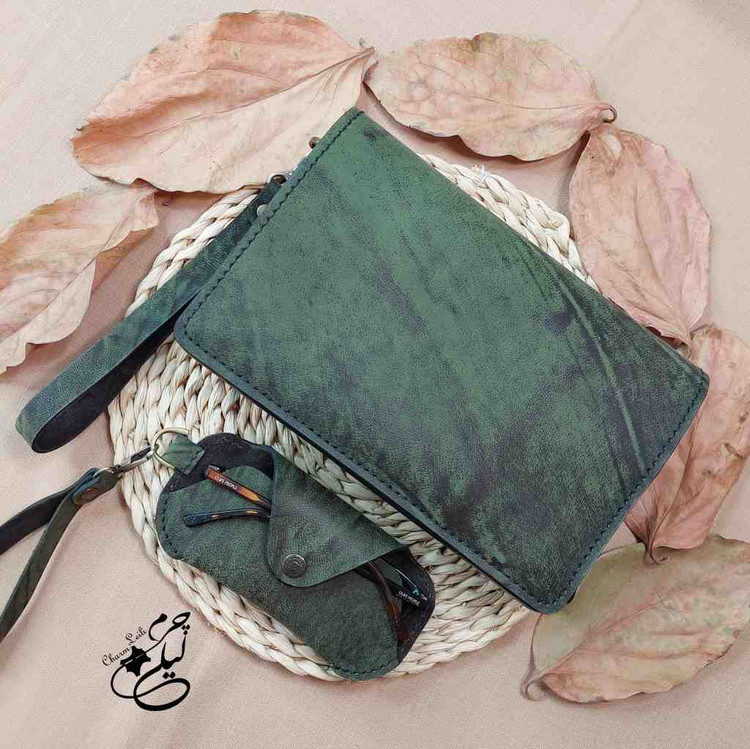 ست کیف دوشی و جاعینکی چرم