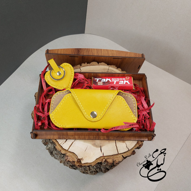 ست جاعینکی و سرکلیدی چرمی قلب