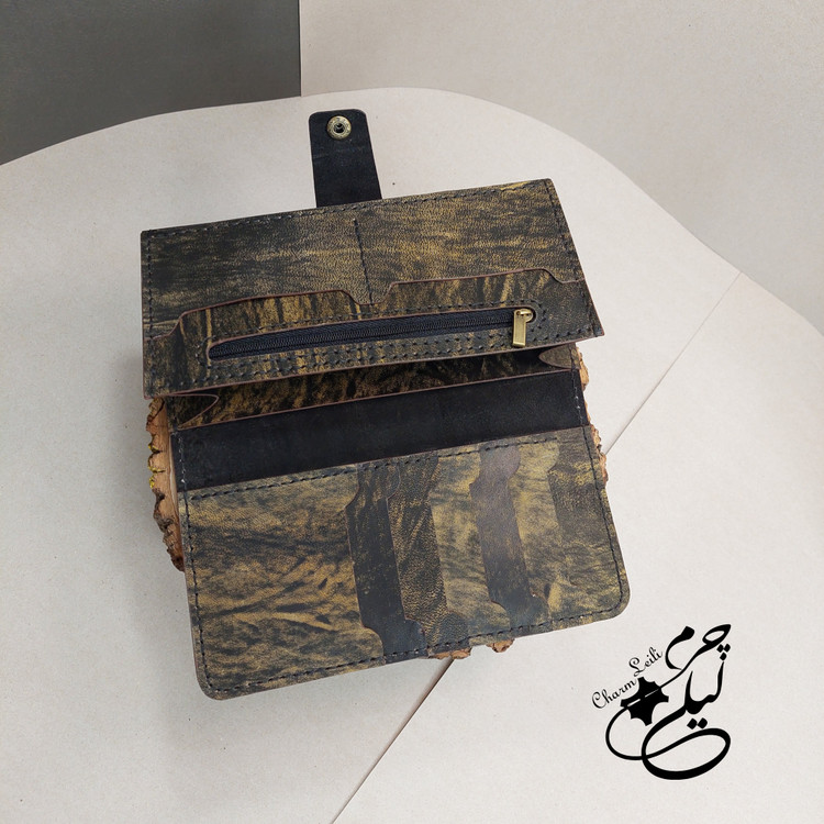 کیف پول و گوشی چرم هورس شتری